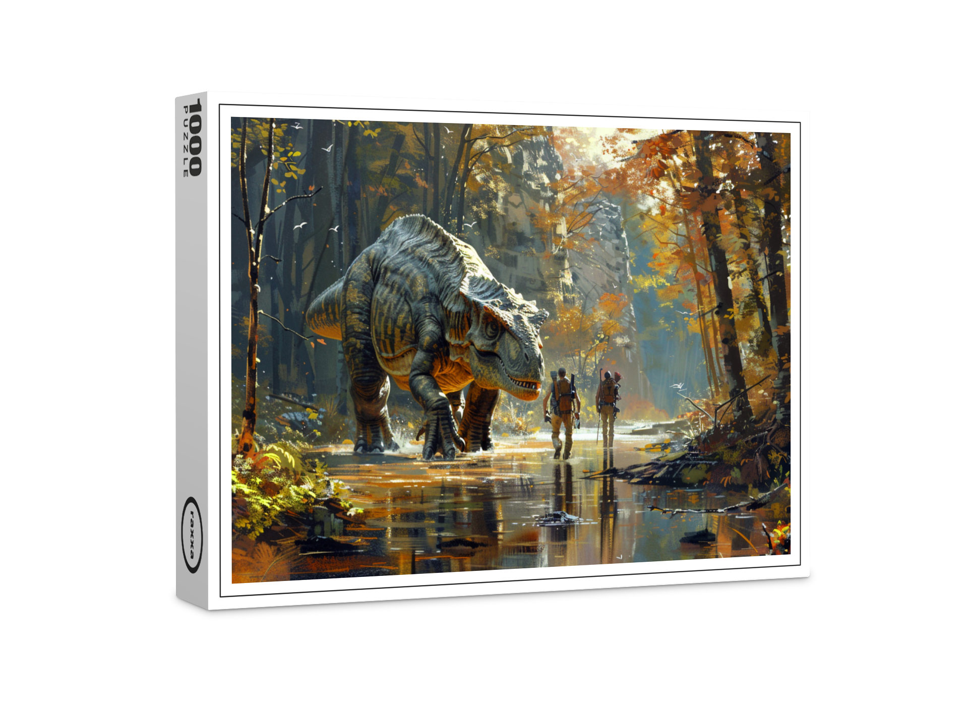raxxa Premium-Puzzle: Großer Saurier und seine Menschenfreunde