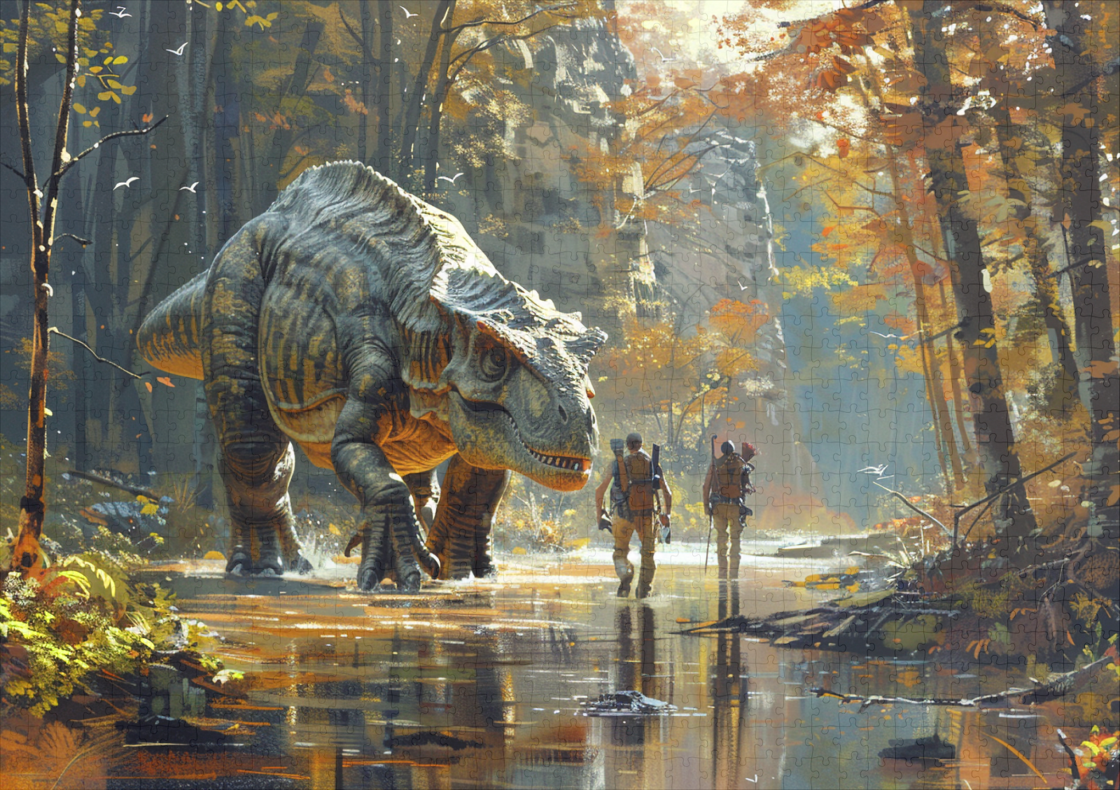 raxxa Premium-Puzzle: Großer Saurier und seine Menschenfreunde - Imagen 2