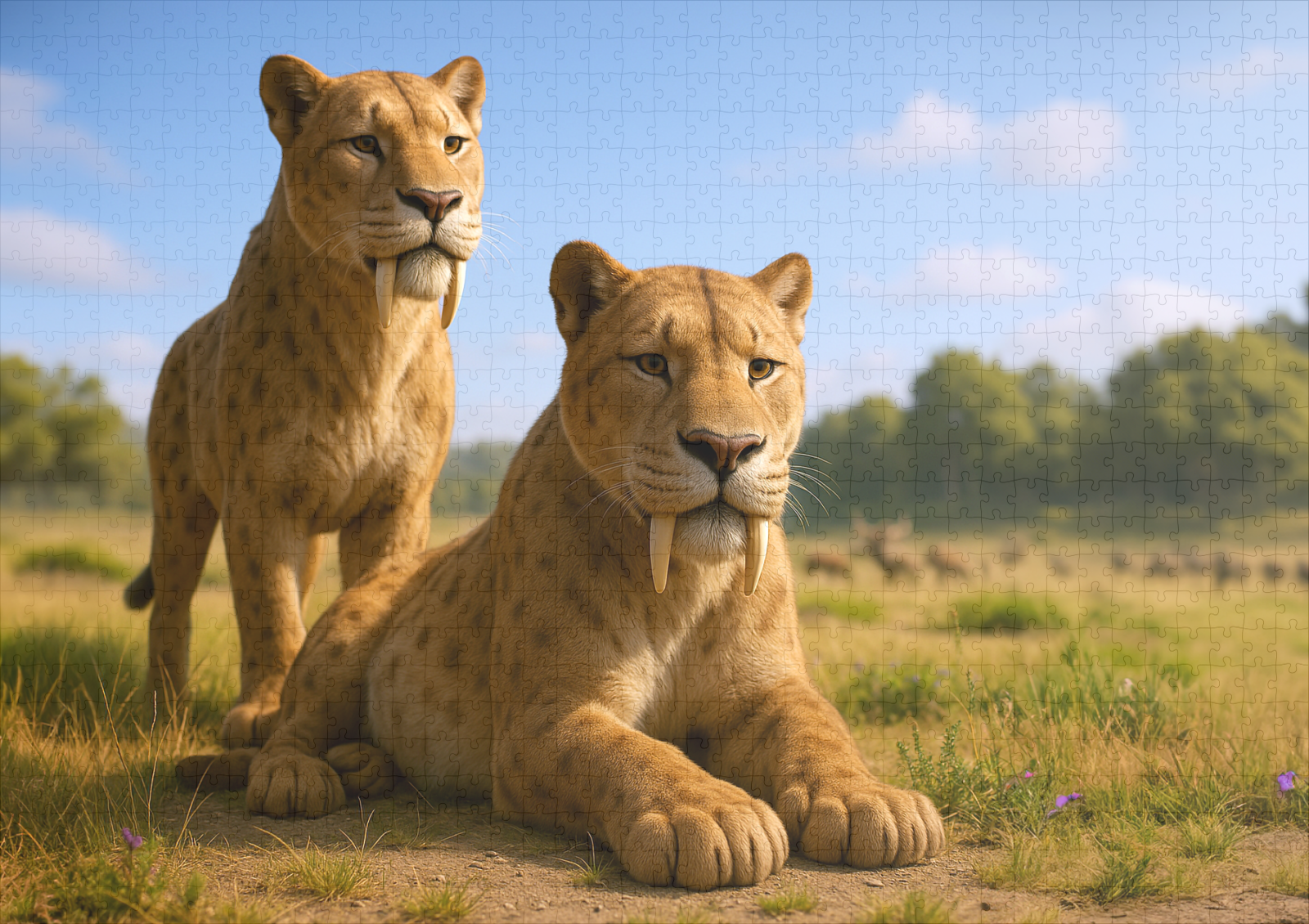 raxxa Premium-Puzzle: Ausgestorben in der Eiszeit - Säbelzahntiger Smilodon fatalis – Bild 2