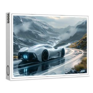 raxxa Premium-Puzzle: Hypermoderner Sportwagen in den Bergen