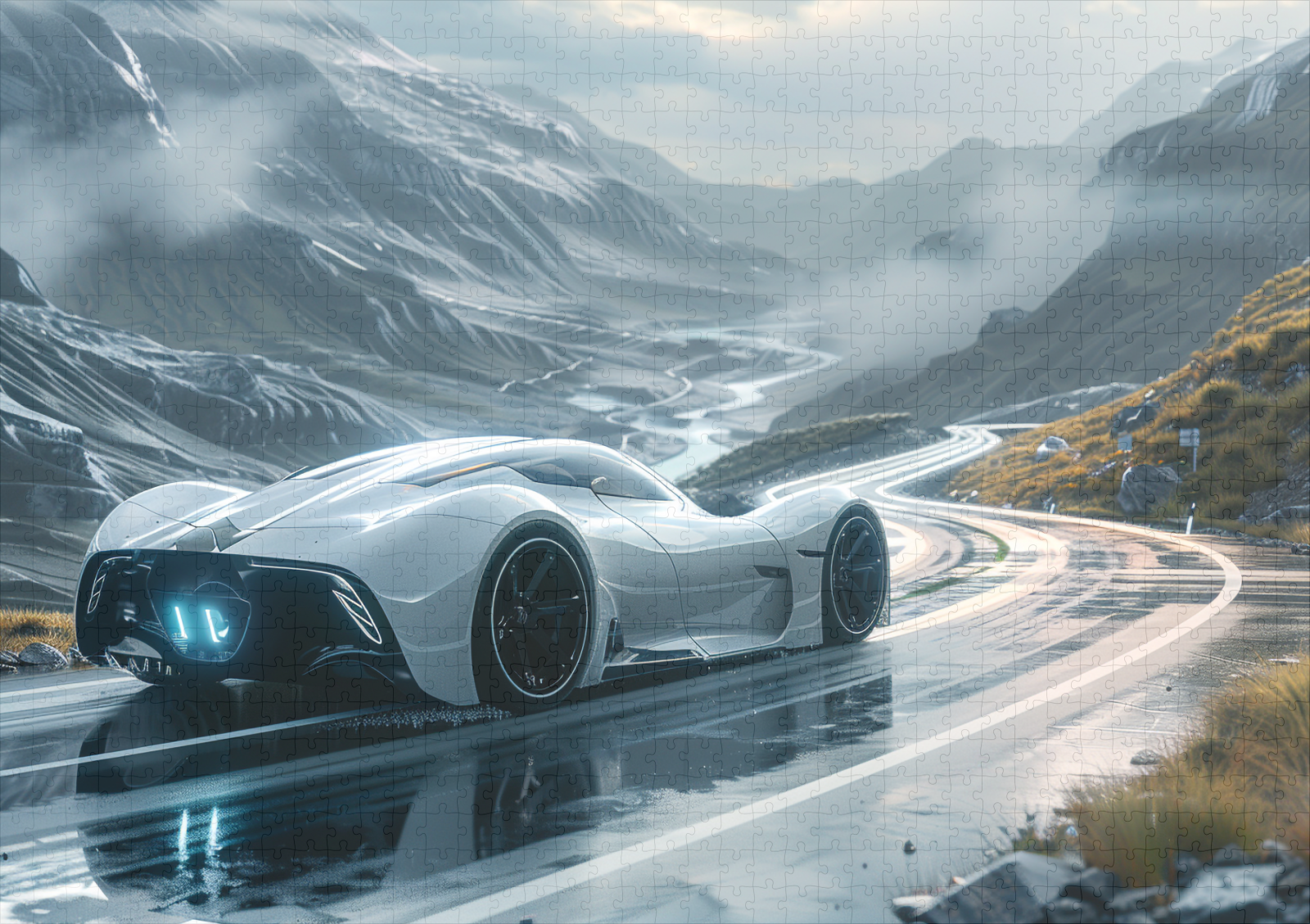 raxxa Premium-Puzzle: Hypermoderner Sportwagen in den Bergen - immagine 2