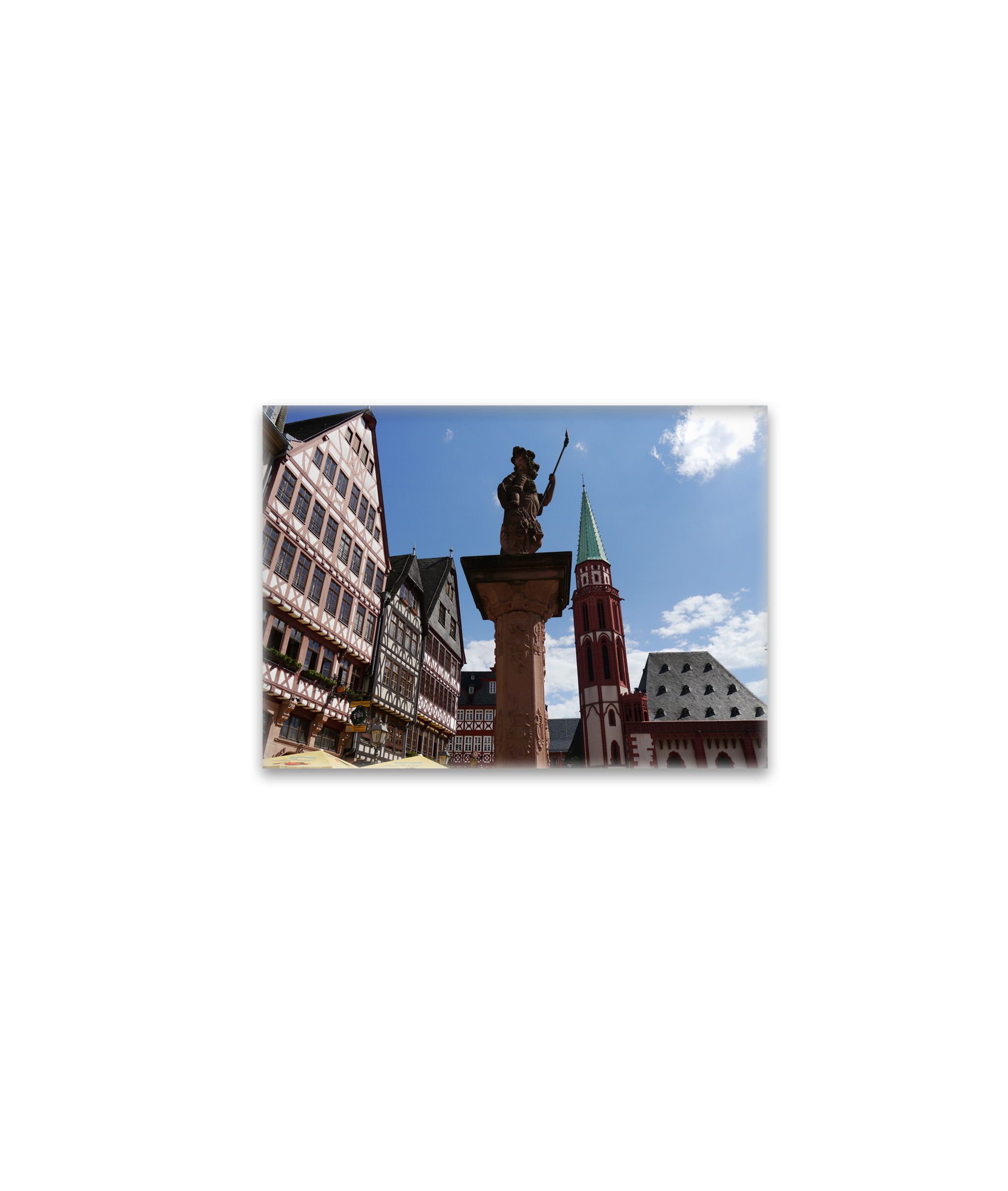 raxxa Glas-Magnet: Frankfurt am Main Römer mit Skulptur Gerechtigkeitsbrunnen