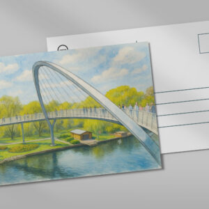 raxxa Postkarte: Weinberg bridge rathenow aquarell havelland