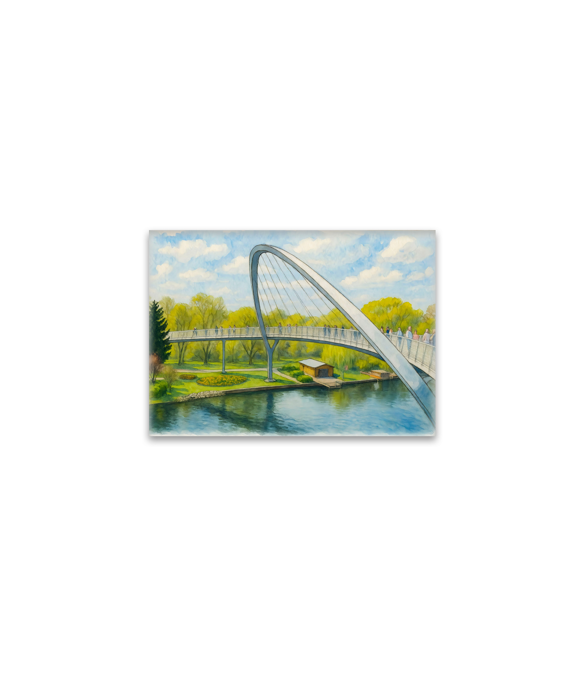raxxa Glas-Magnet: Weinberg bridge rathenow aquarell havelland