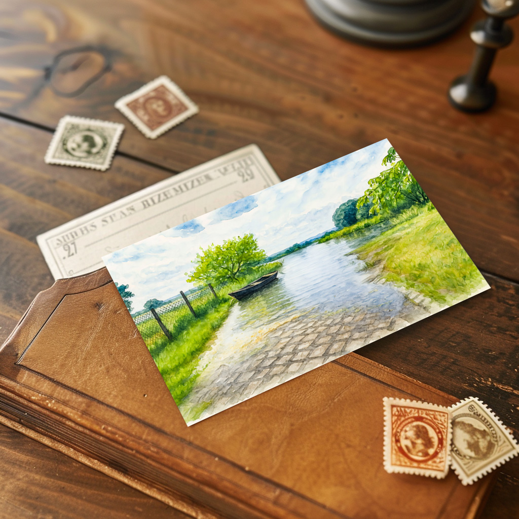 raxxa Postkarte: Spring flood Gülpe scene aquarell havelland