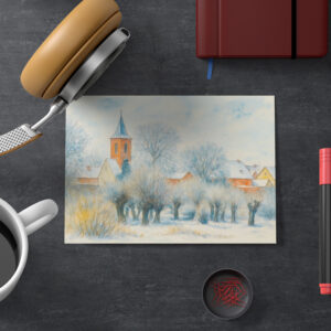 raxxa Postkarte: Winter Village Scene in Aquarell Havelland