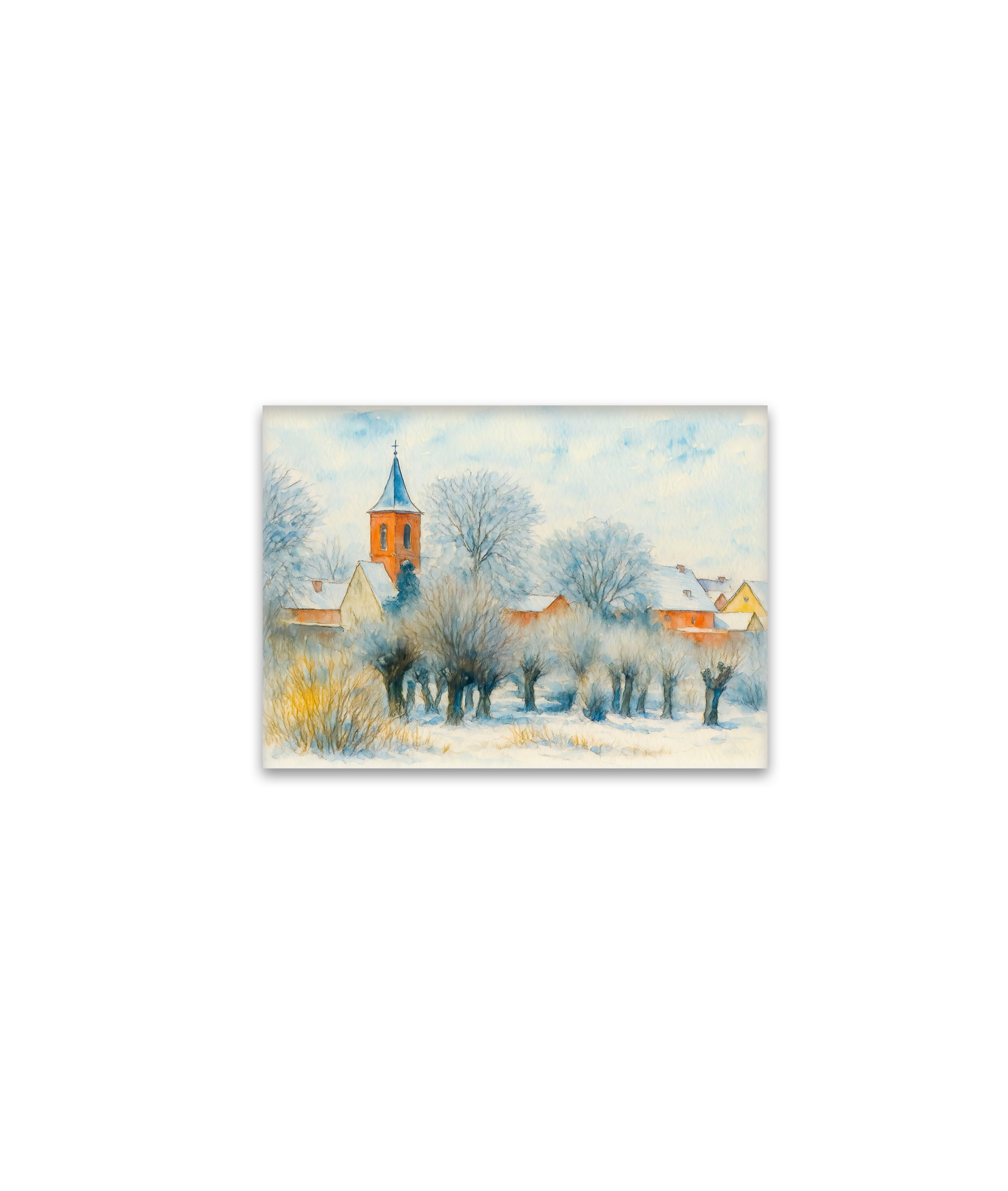 raxxa Glas-Magnet: Winter Village Scene in Aquarell Havelland