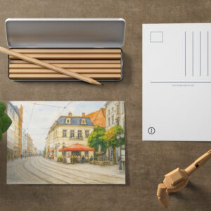 raxxa Postkarte: Brandenburg cityscape aquarell havelland view