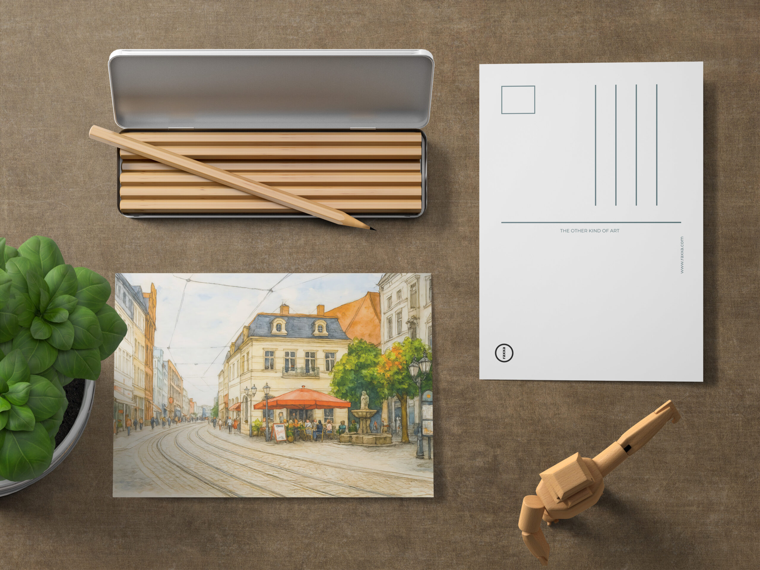 raxxa Postkarte: Brandenburg cityscape aquarell havelland view