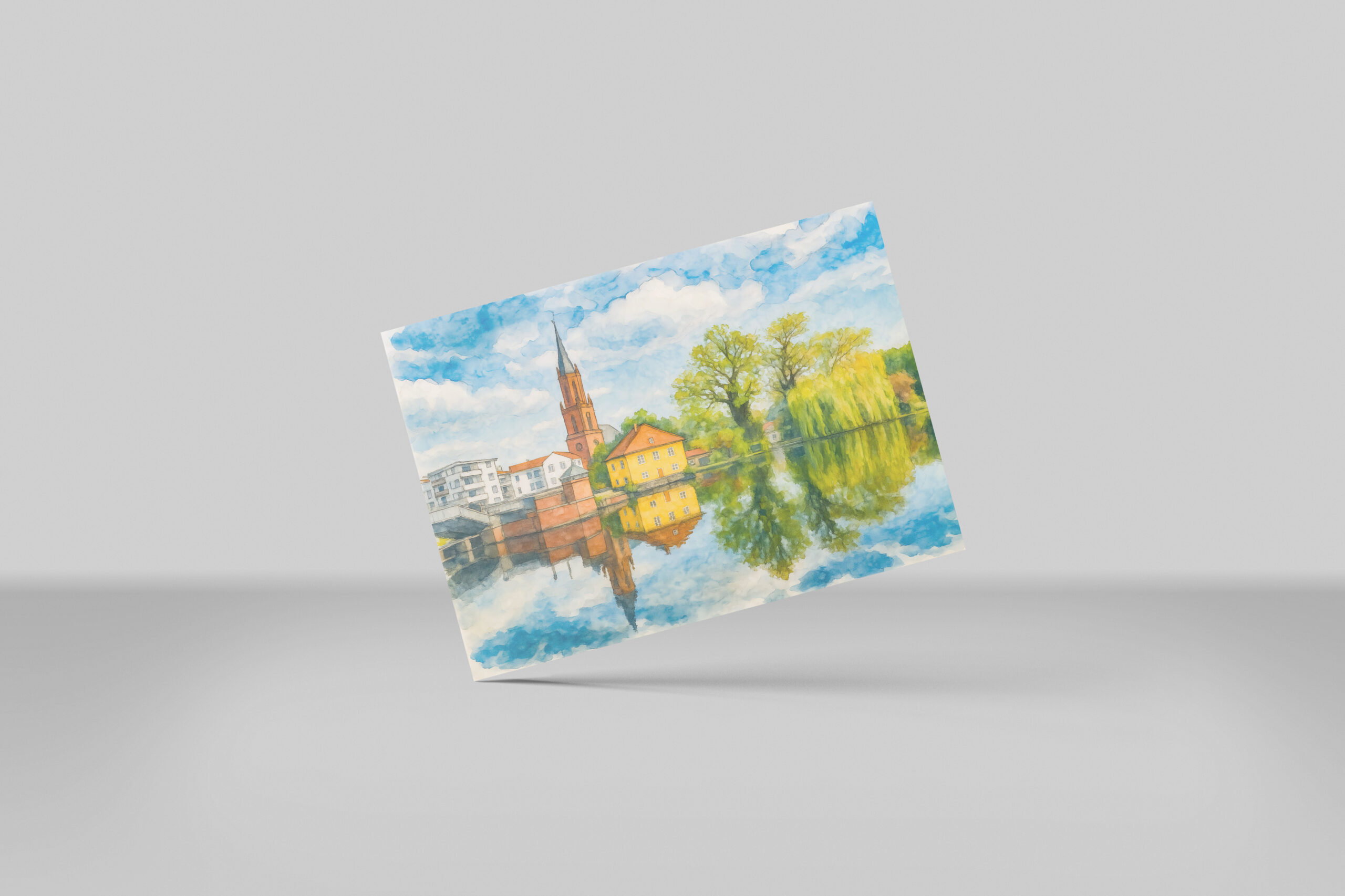 raxxa Postkarte: Rathenow reflection view aquarell havelland
