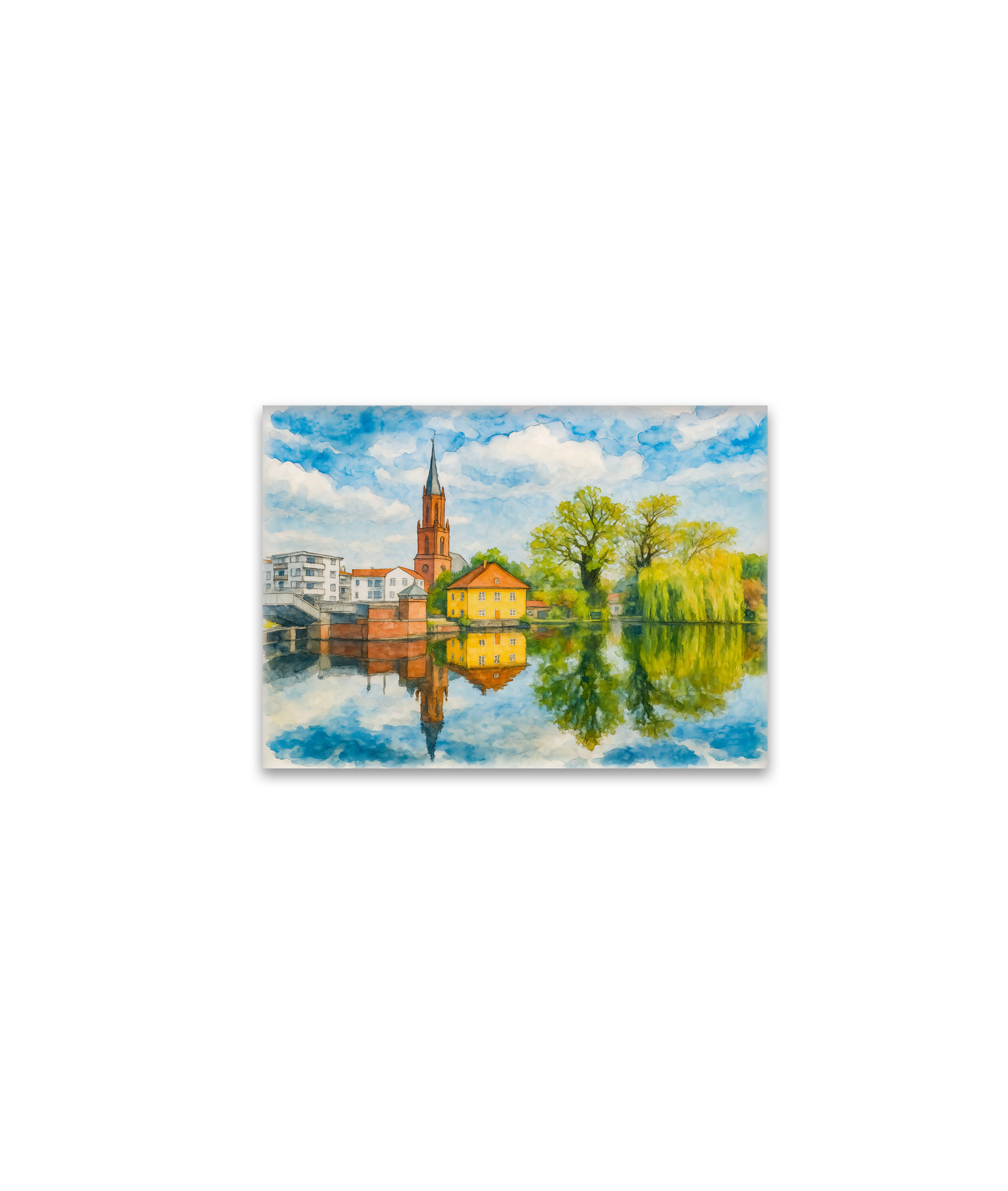 raxxa Glas-Magnet: Rathenow reflection view aquarell havelland
