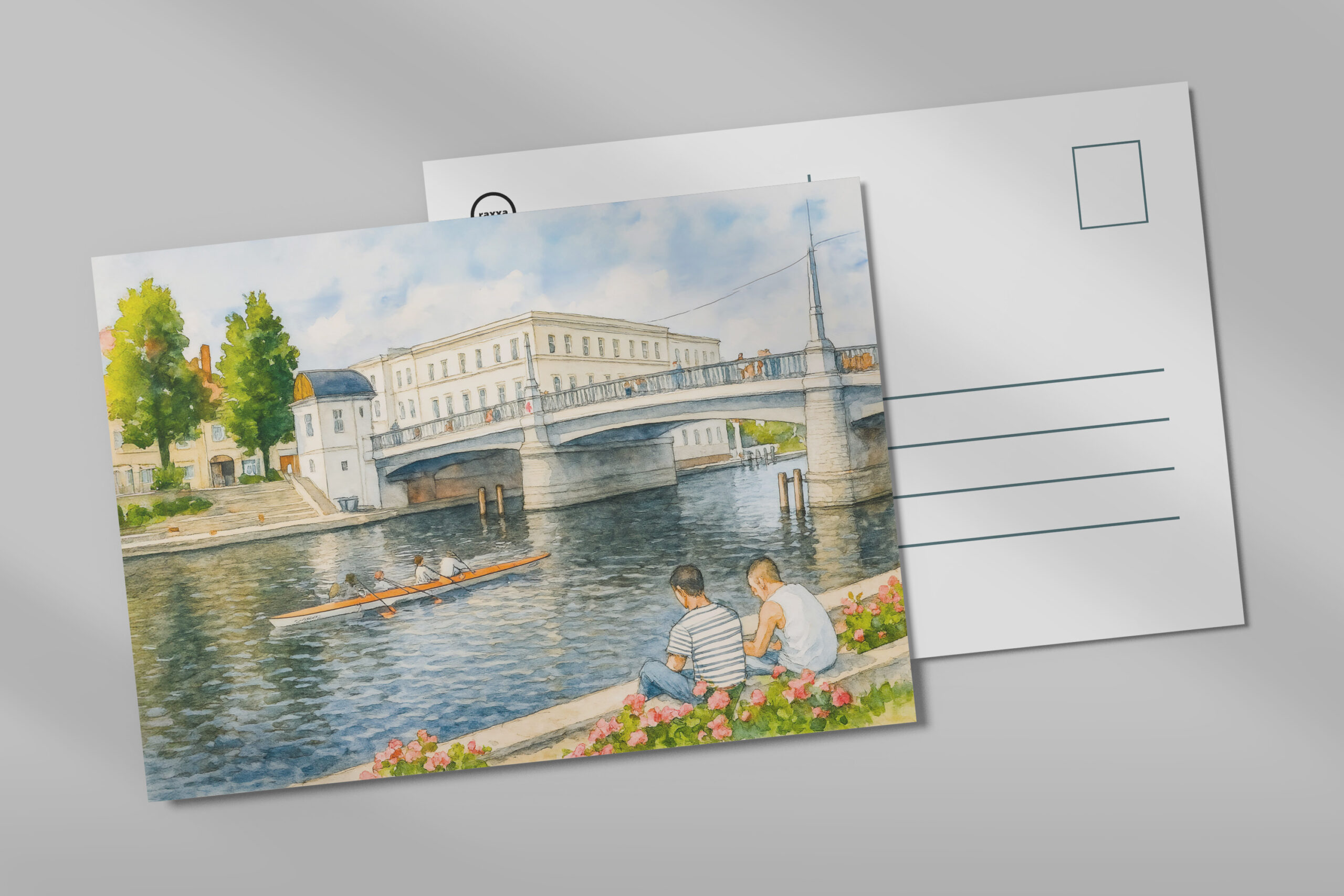 raxxa Postkarte: Jahrtausend bridge aquarell havelland style