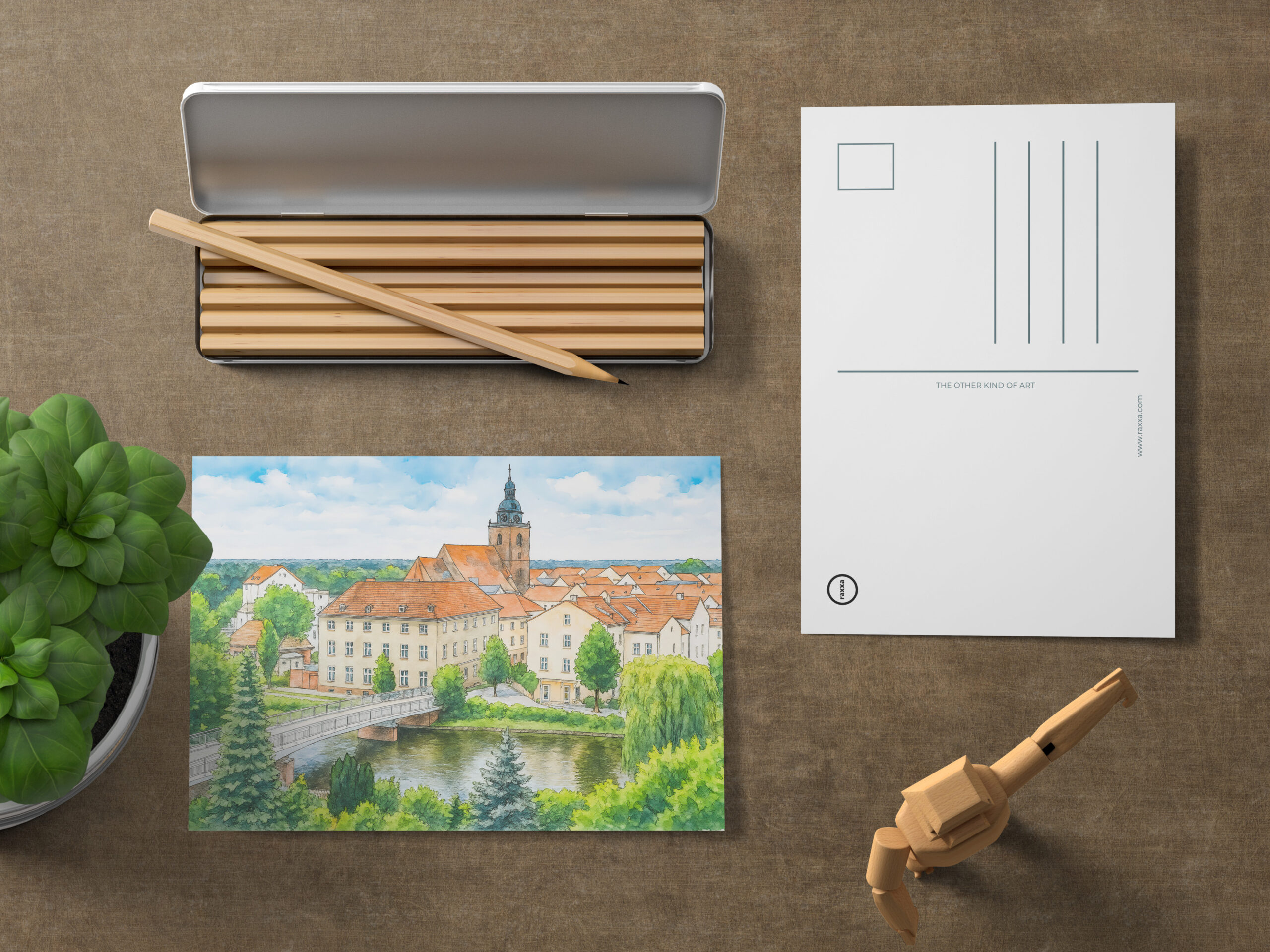 raxxa Postkarte: Havelberg town center aquarell havelland