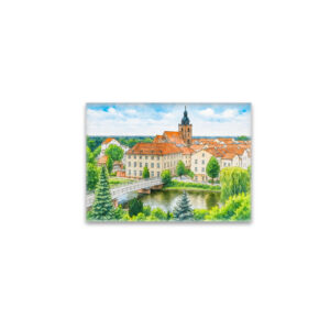 raxxa Glas-Magnet: Havelberg town center aquarell havelland