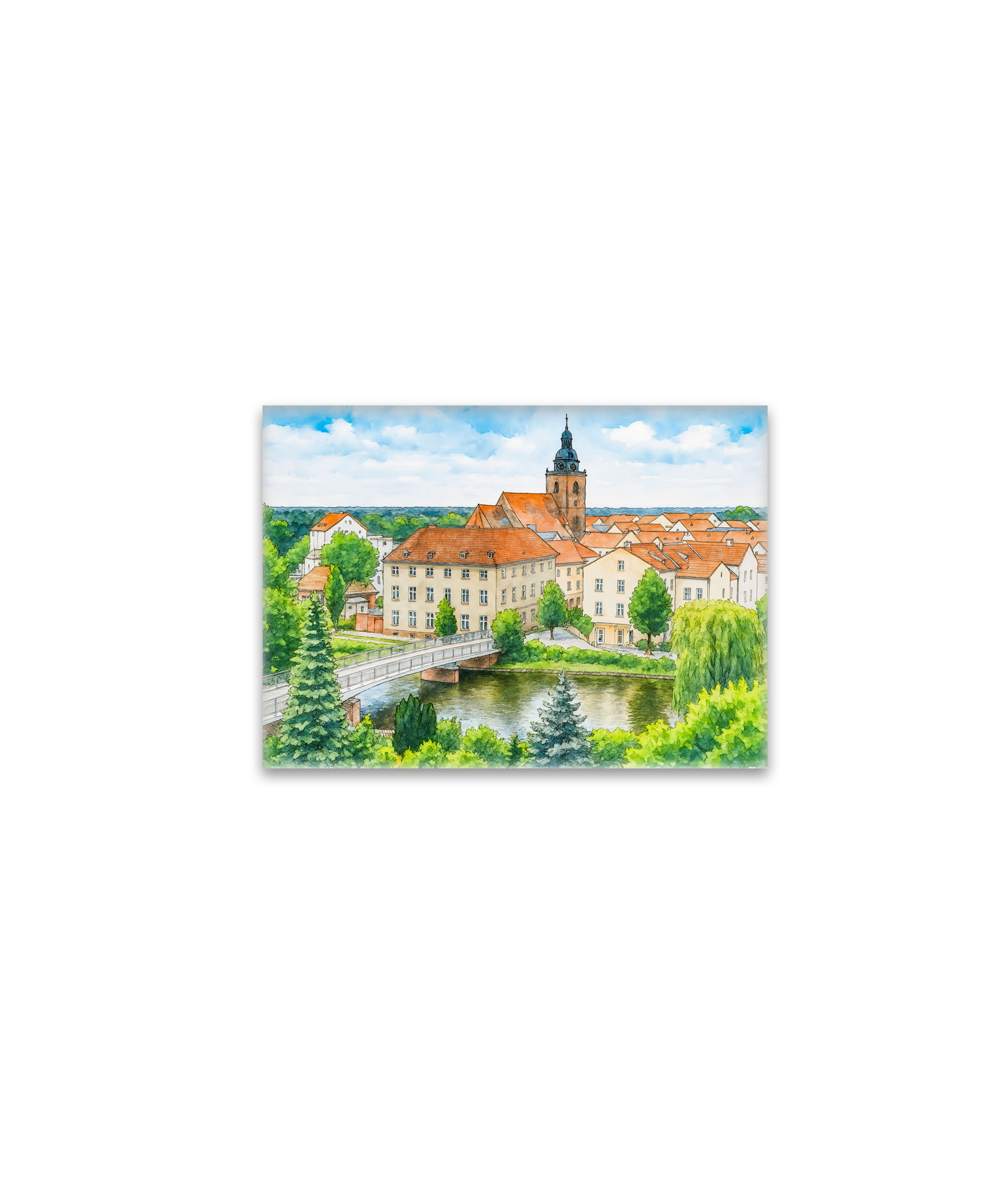 raxxa Glas-Magnet: Havelberg town center aquarell havelland