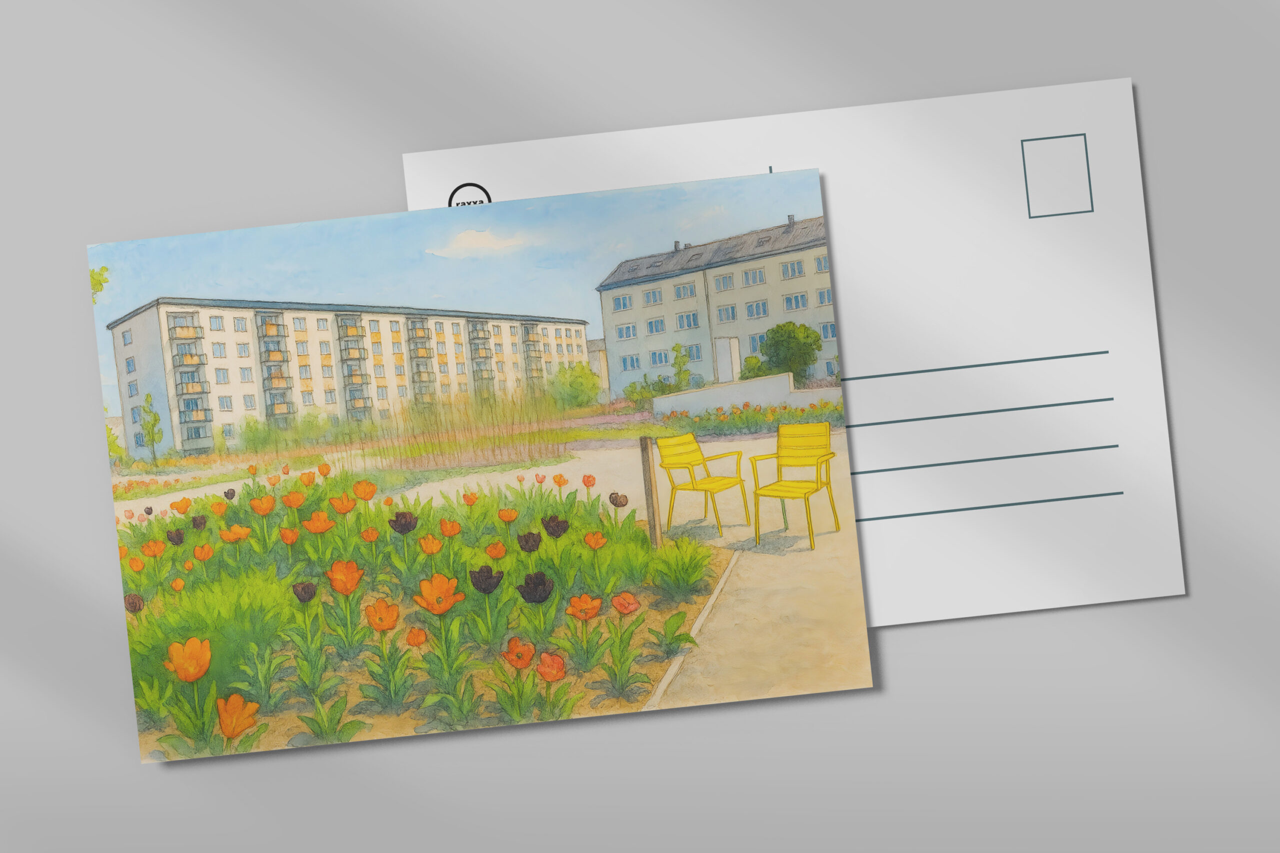 raxxa Postkarte: Premnitz tulips season aquarell havelland