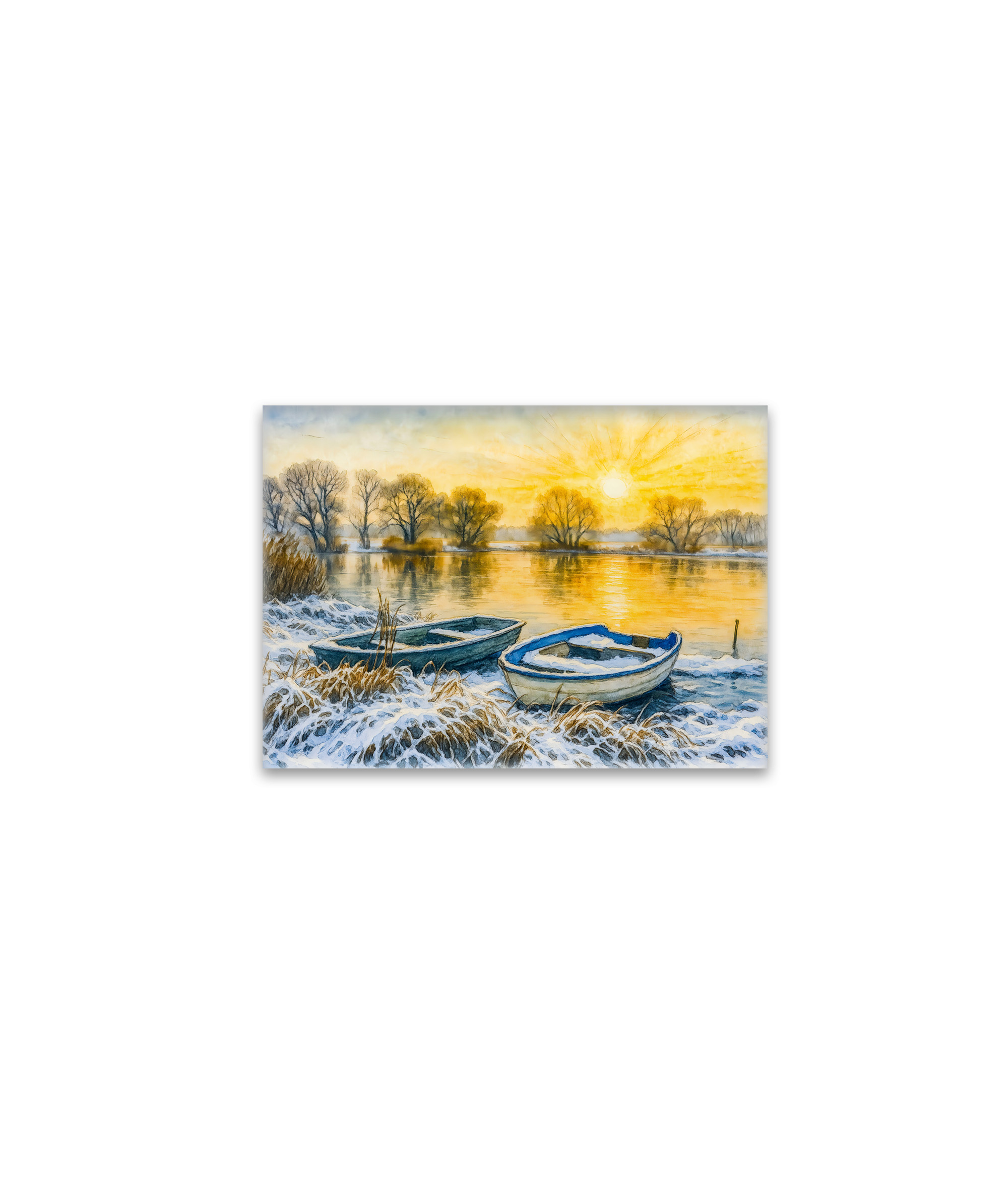 raxxa Glas-Magnet: Sunset boats riverside aquarell havelland