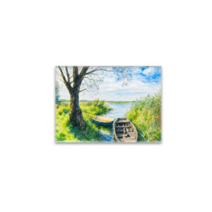 raxxa Glas-Magnet: Willow boats calm river aquarell havelland