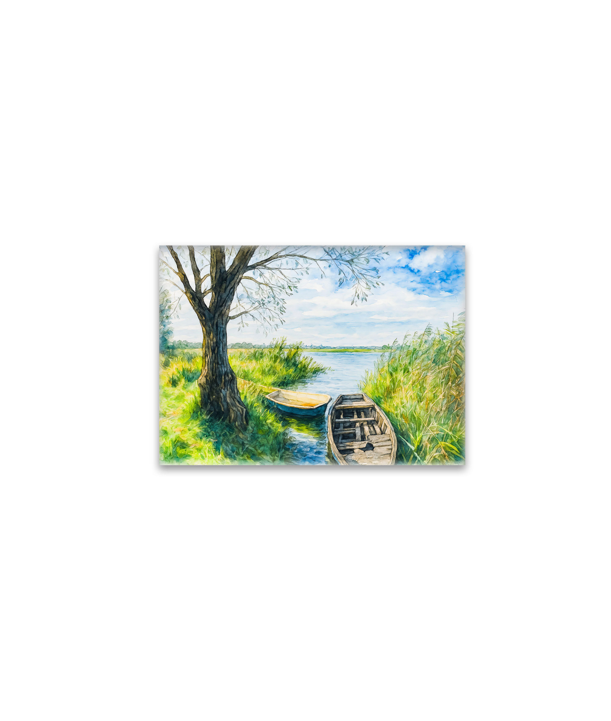 raxxa Glas-Magnet: Willow boats calm river aquarell havelland