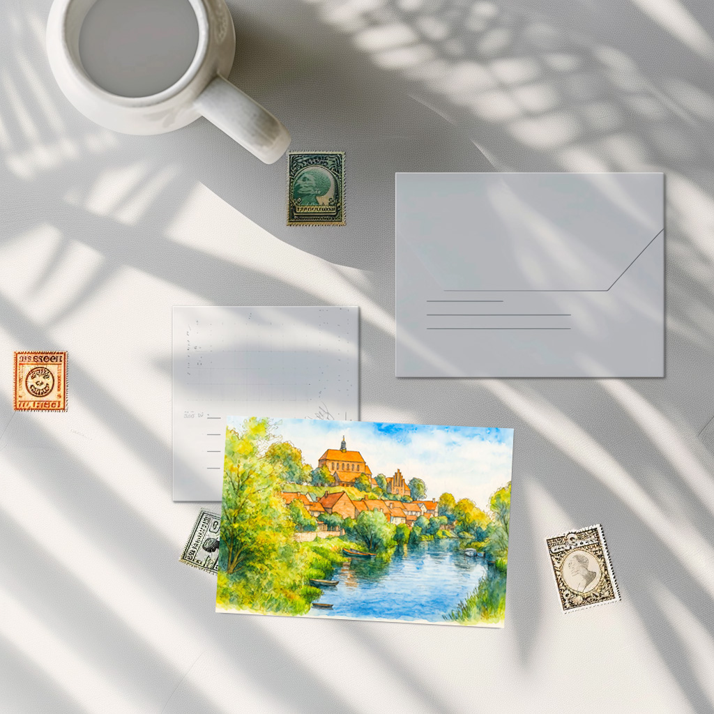 raxxa Postkarte: Havelberg cathedral view aquarell havelland
