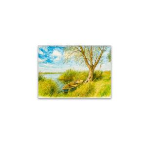 raxxa Glas-Magnet: Boat under willow ar river aquarell havelland style