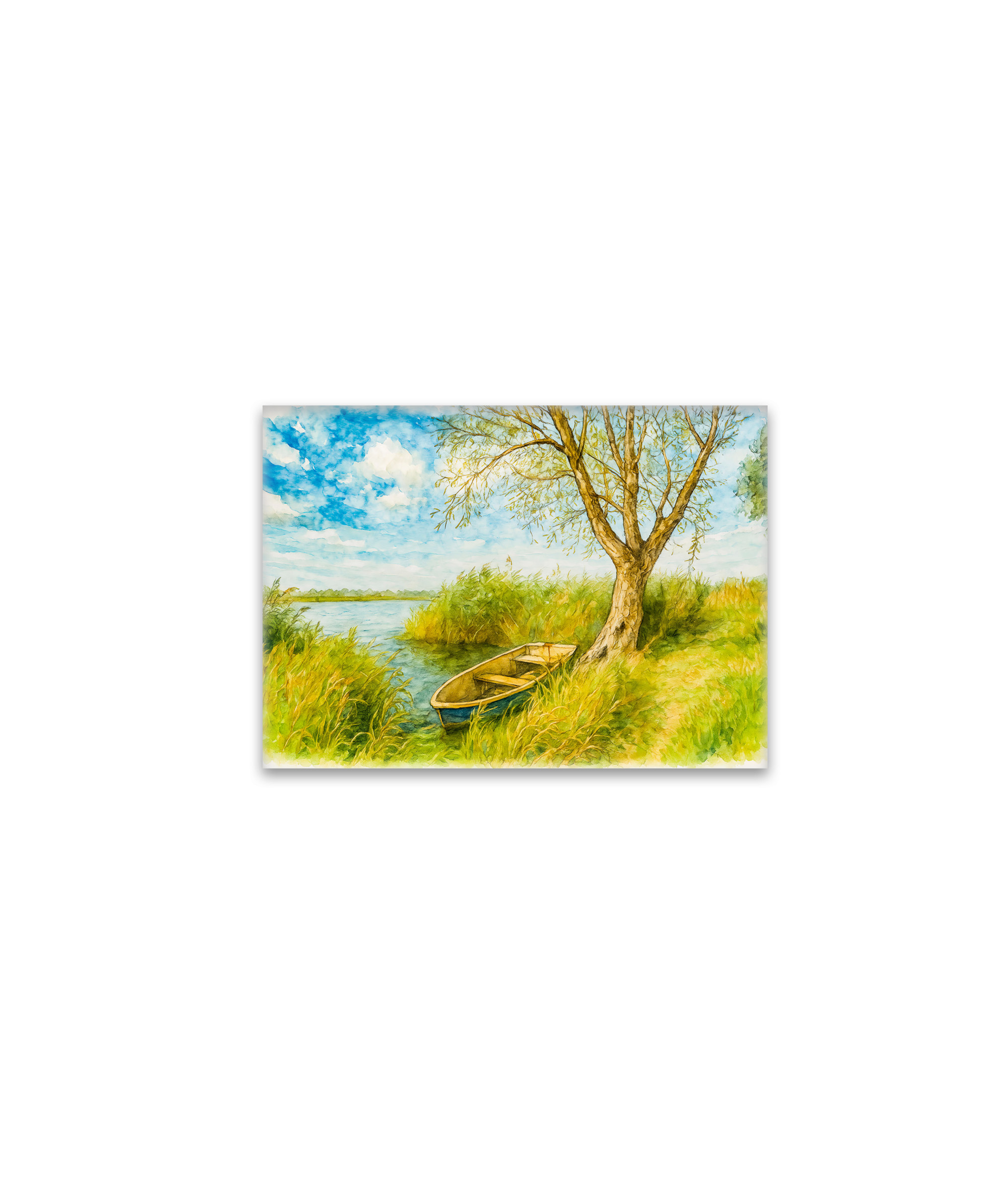 raxxa Glas-Magnet: Boat under willow ar river aquarell havelland style