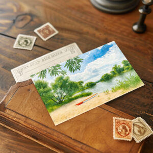 raxxa Postkarte: Boat resting place aquarell havelland