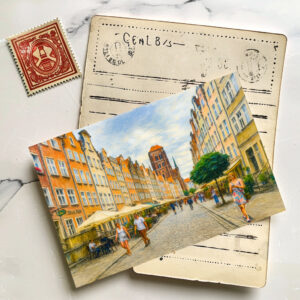 raxxa Postkarte: Pastel drawing of Danzig Mariacka Street in summer light