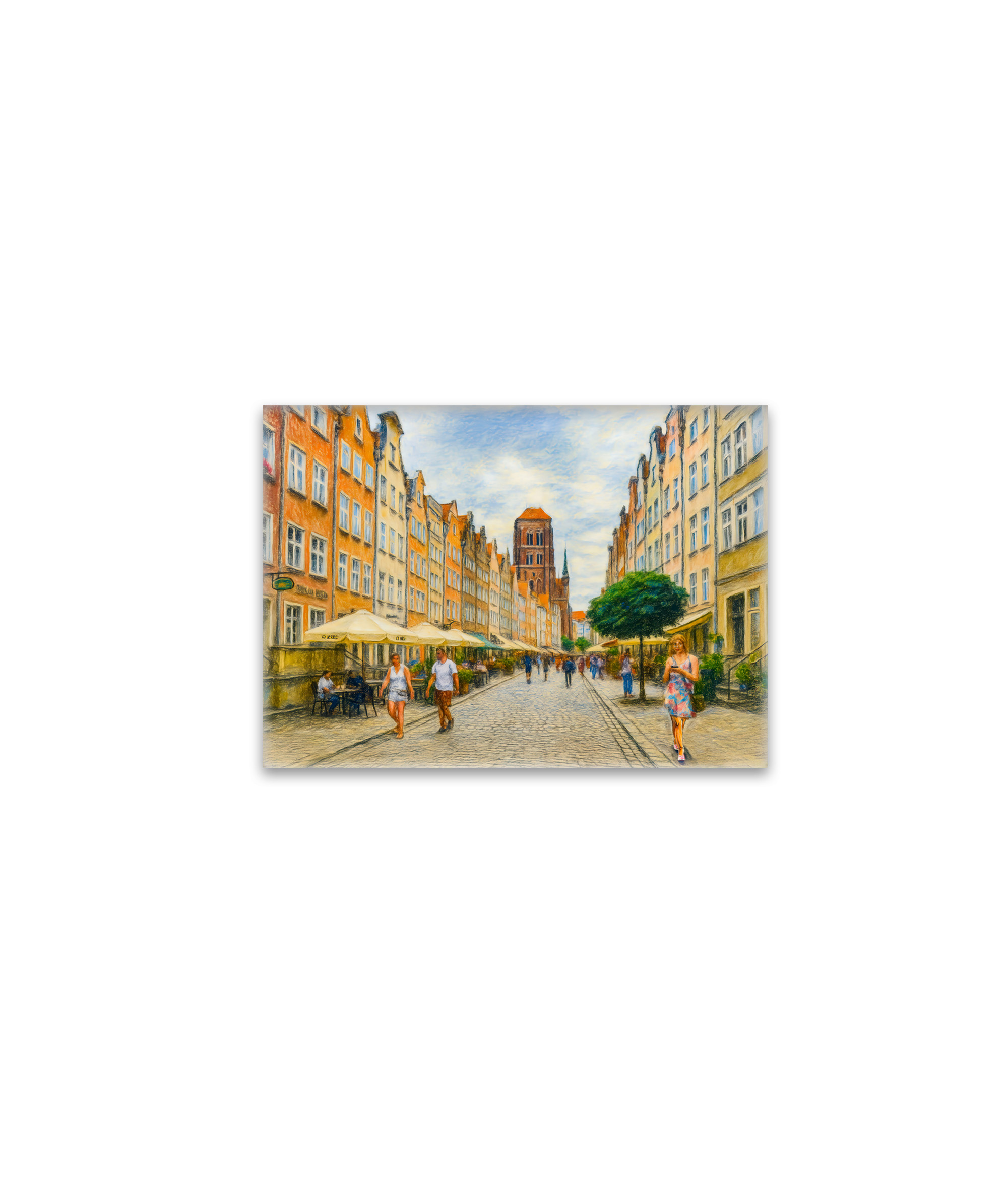 raxxa Glas-Magnet: Pastel drawing of Danzig Mariacka Street in summer light