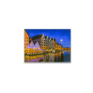 raxxa Glas-Magnet: Pastel drawing of Danzig’s Motlawa waterfront at night