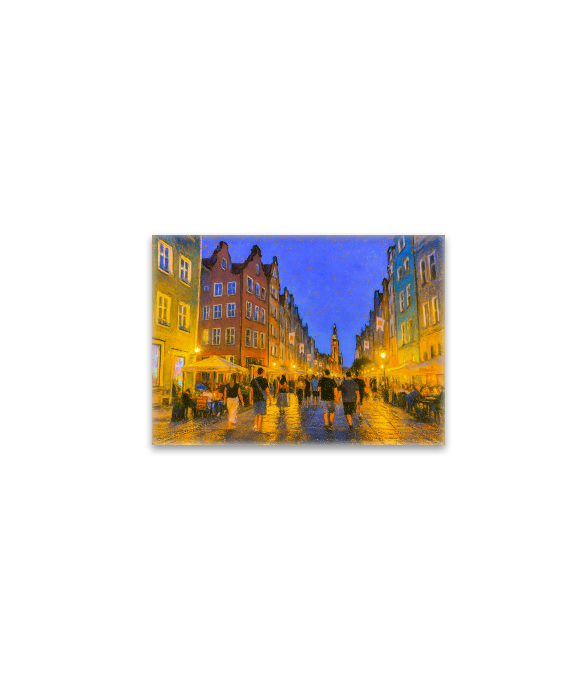 raxxa Glas-Magnet: Pastel drawing of Danzig city gate view to Neptune fountain