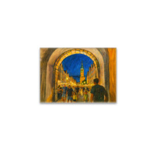 raxxa Glas-Magnet: Pastel drawing of Danzig city gate view to Neptune fountain