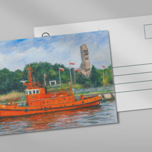 raxxa Postkarte: Pastel drawing of Danzig’ Westerplatte war memorial site