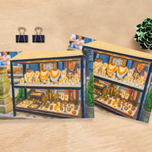 raxxa Postkarte: Pastel drawing of Danzig amber shop window display