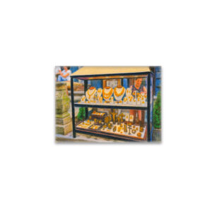 raxxa Glas-Magnet: Pastel drawing of Danzig amber shop window display