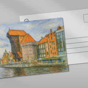 raxxa Postkarte: Pastel drawing of Danzig historic crane gate in daylight