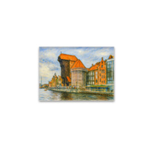 raxxa Glas-Magnet: Pastel drawing of Danzig historic crane gate in daylight