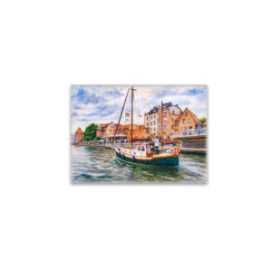 raxxa Glas-Magnet: Pastel drawing of sailboat on Motlawa in Danzig old town