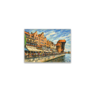 raxxa Glas-Magnet: Pastel drawing of Danzig historic crane gate in daylight