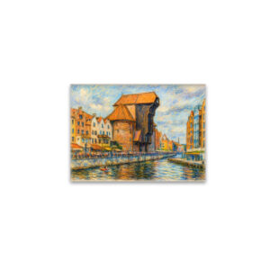 raxxa Glas-Magnet: Pastel drawing of Danzig historic crane gate in daylight