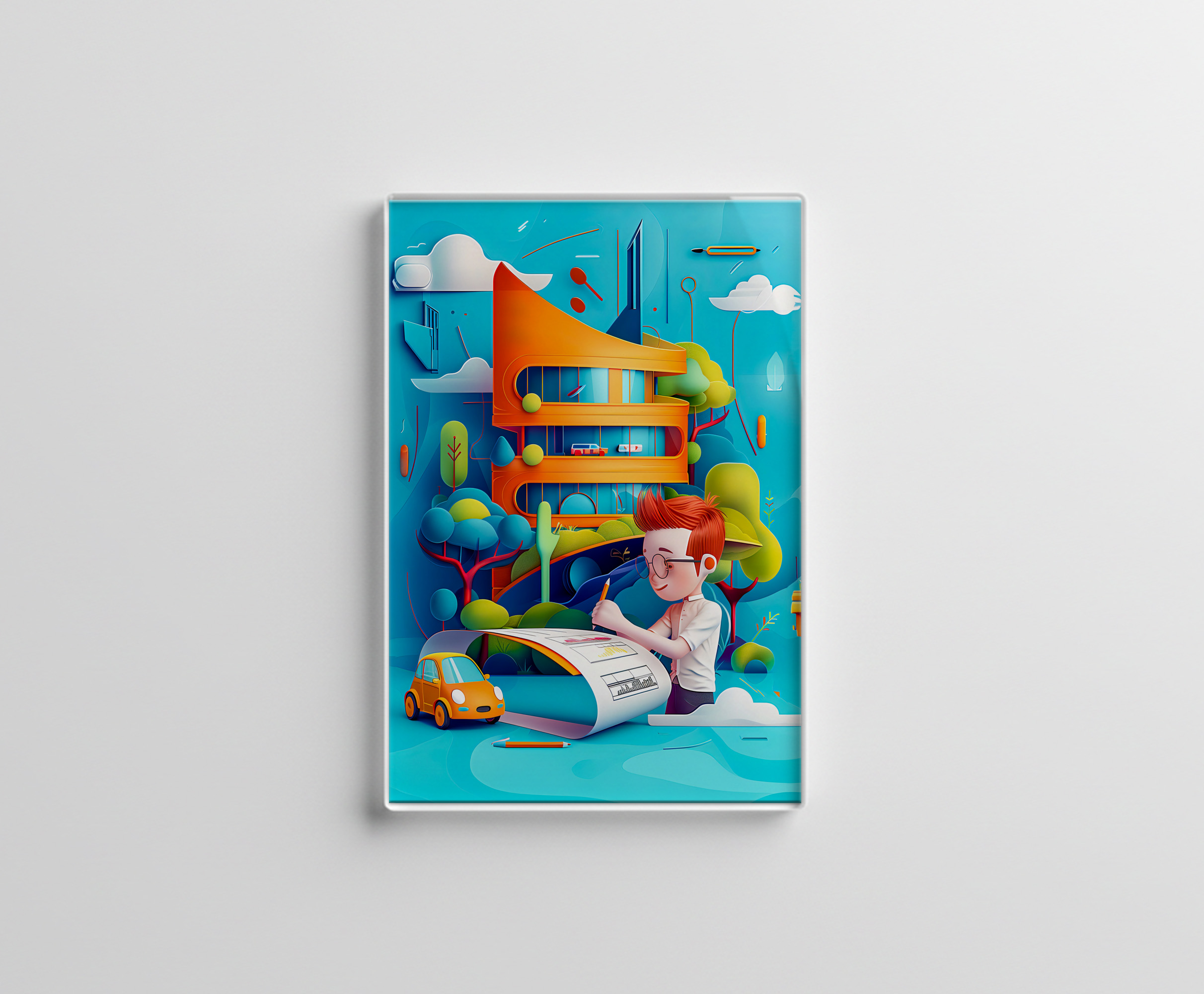 raxxa Glas-Magnet: Impressionism Future Architect Dream for Kids