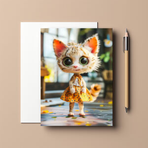 raxxa Postkarte: Kitten in Yellow Skirt and Blouse