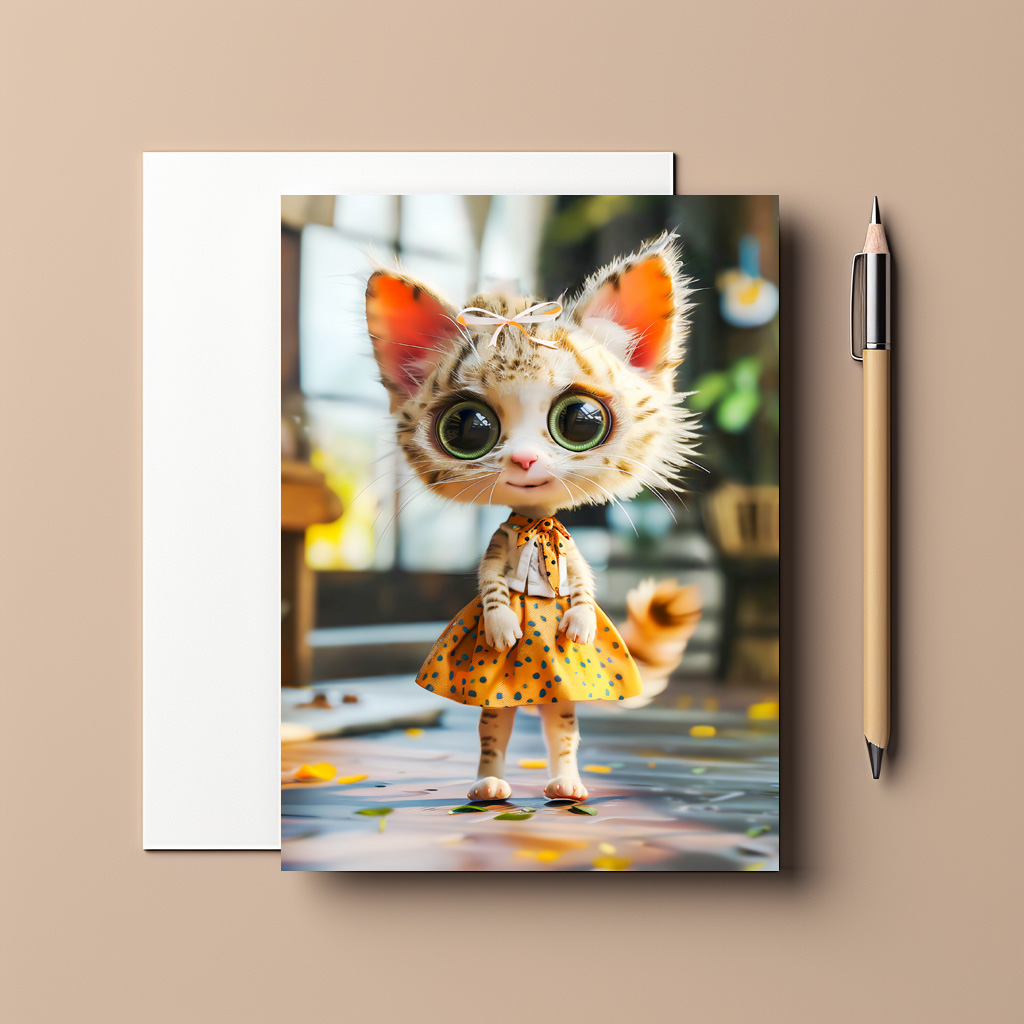 raxxa Postkarte: Kitten in Yellow Skirt and Blouse