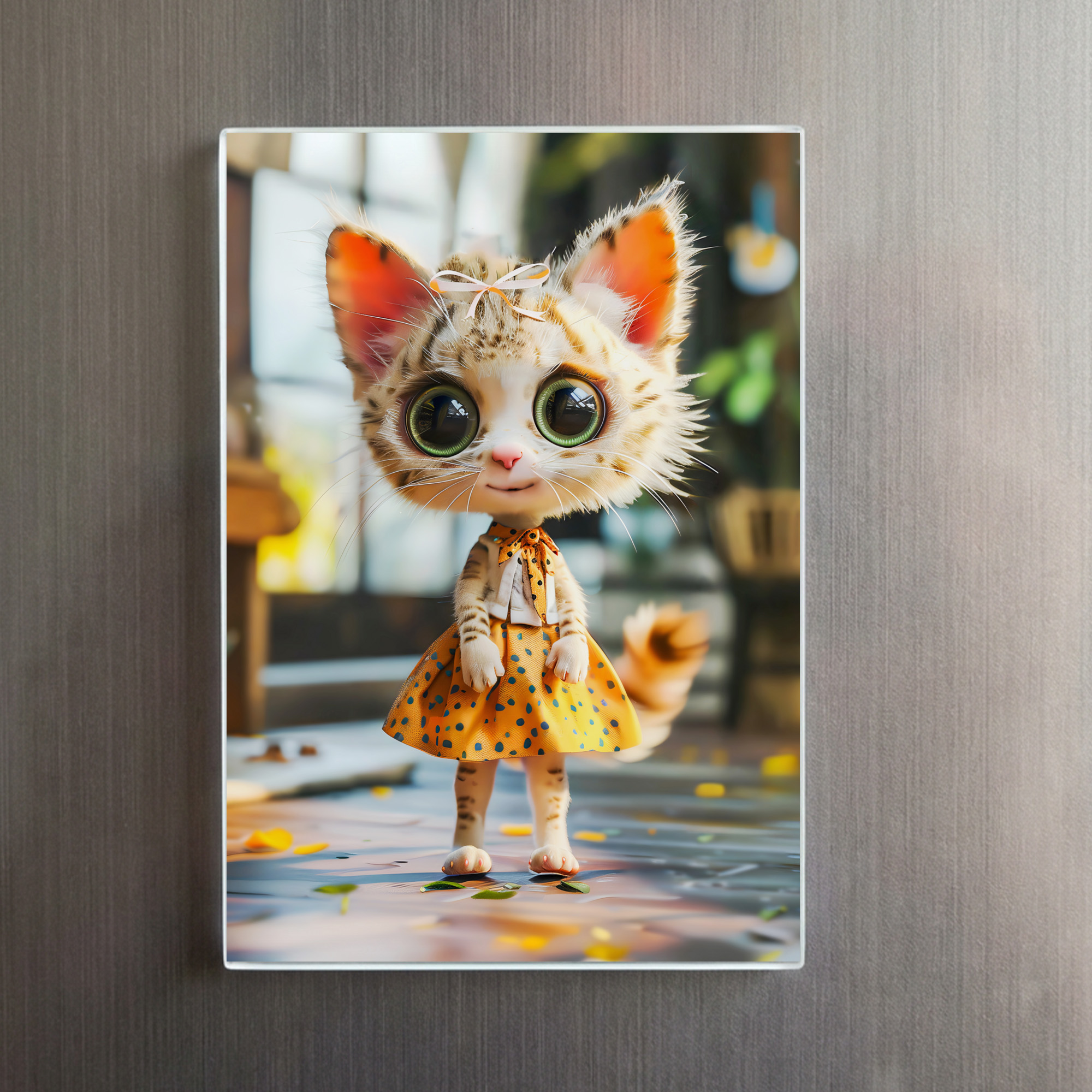 raxxa Glas-Magnet: Kitten in Yellow Skirt and Blouse – Image 2