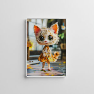 raxxa Glas-Magnet: Kitten in Yellow Skirt and Blouse