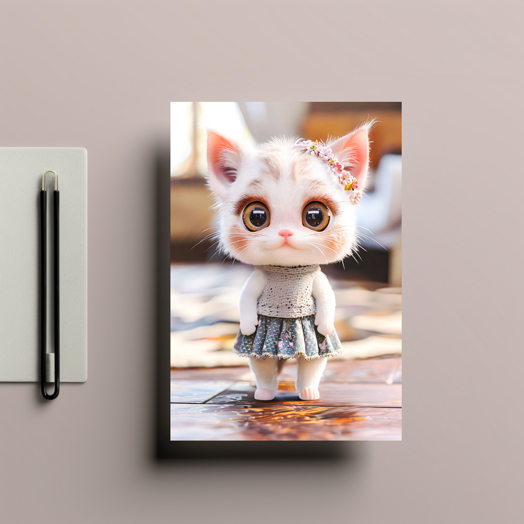 raxxa Postkarte: Kitten in Blue Skirt and Blouse