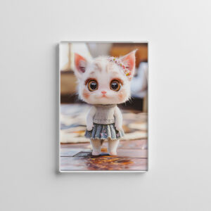 raxxa Glas-Magnet: Kitten in Blue Skirt and Blouse