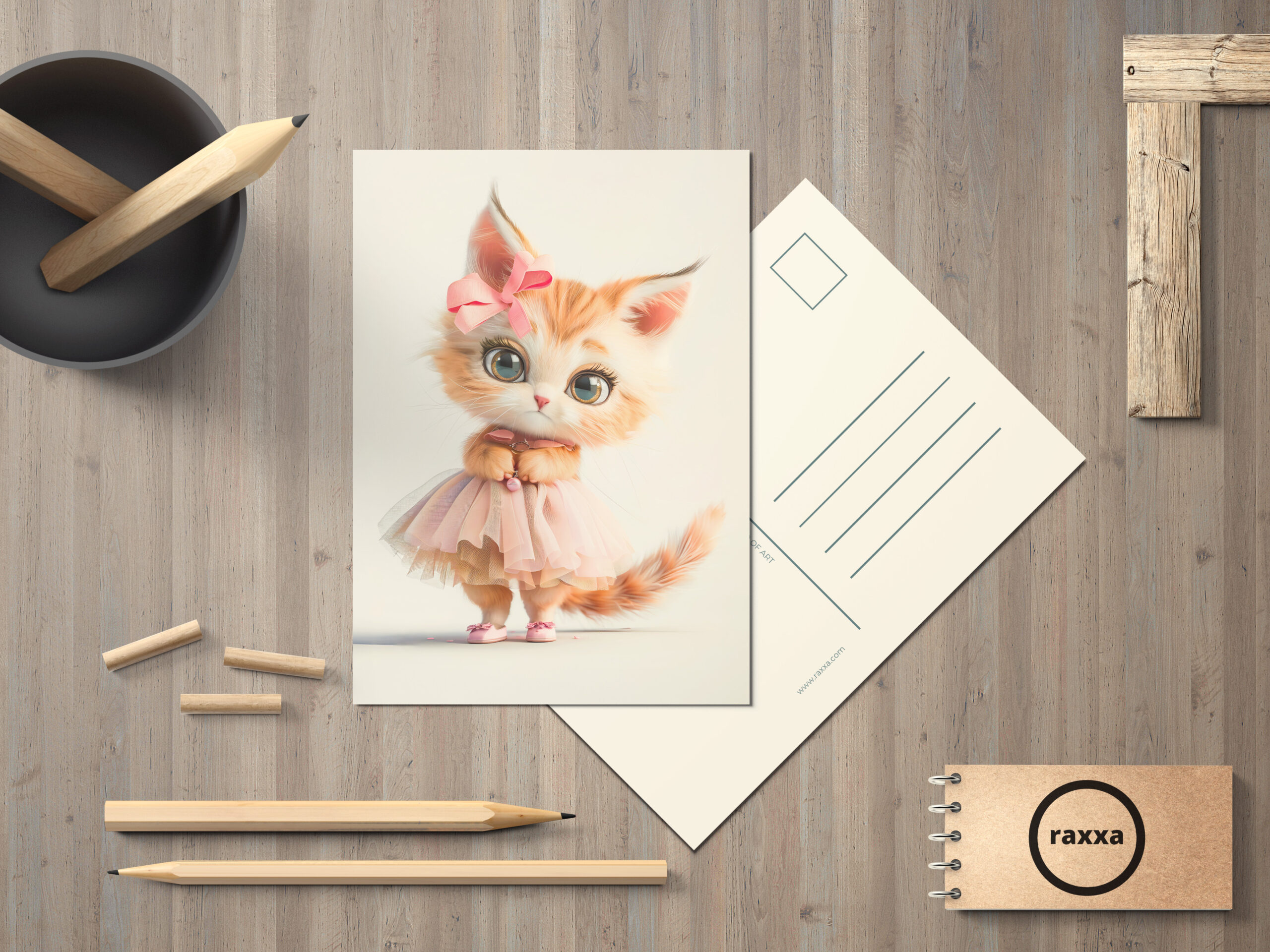 raxxa Postkarte: Cute Kitten in Pink Dress