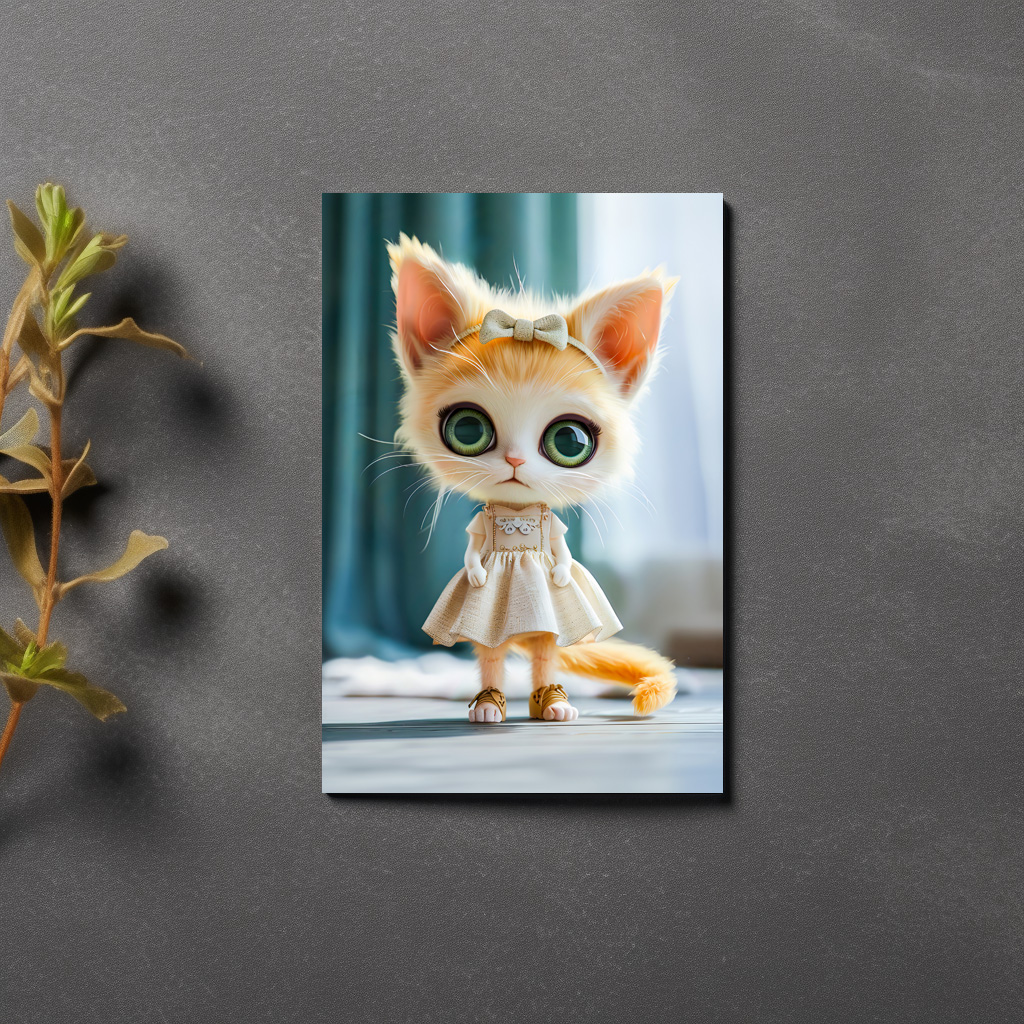 raxxa Postkarte: Kitten in White Dress Indoors