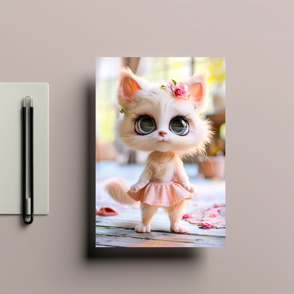 raxxa Postkarte: Cute Kitten in Pink Dress